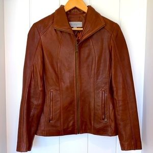 Buttery Soft Andrew Marc, Marc New York, Women’s Brown Leather Moto Jacket, XS